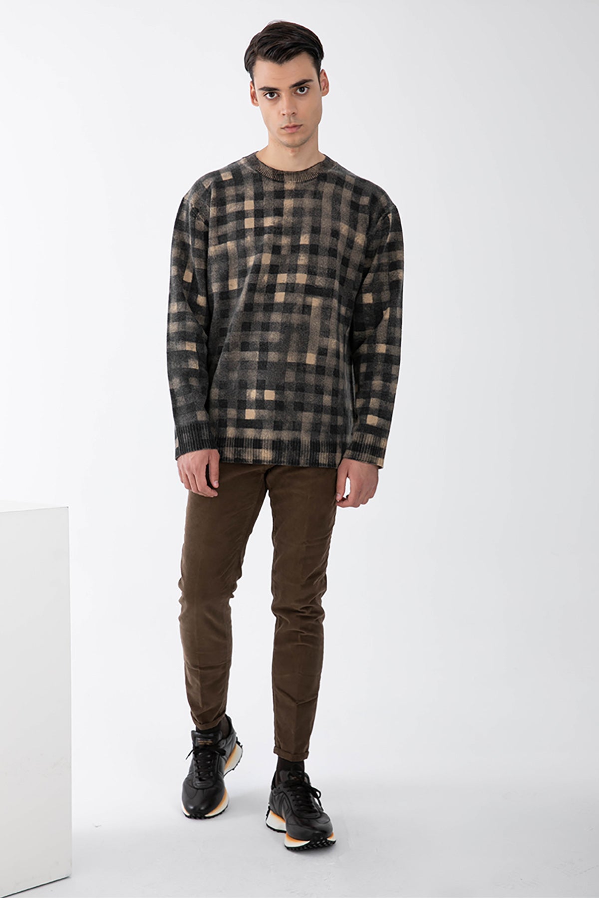 Kenzo Eskitme Efektli Kare Desenli Triko-Libas Trendy Fashion Store