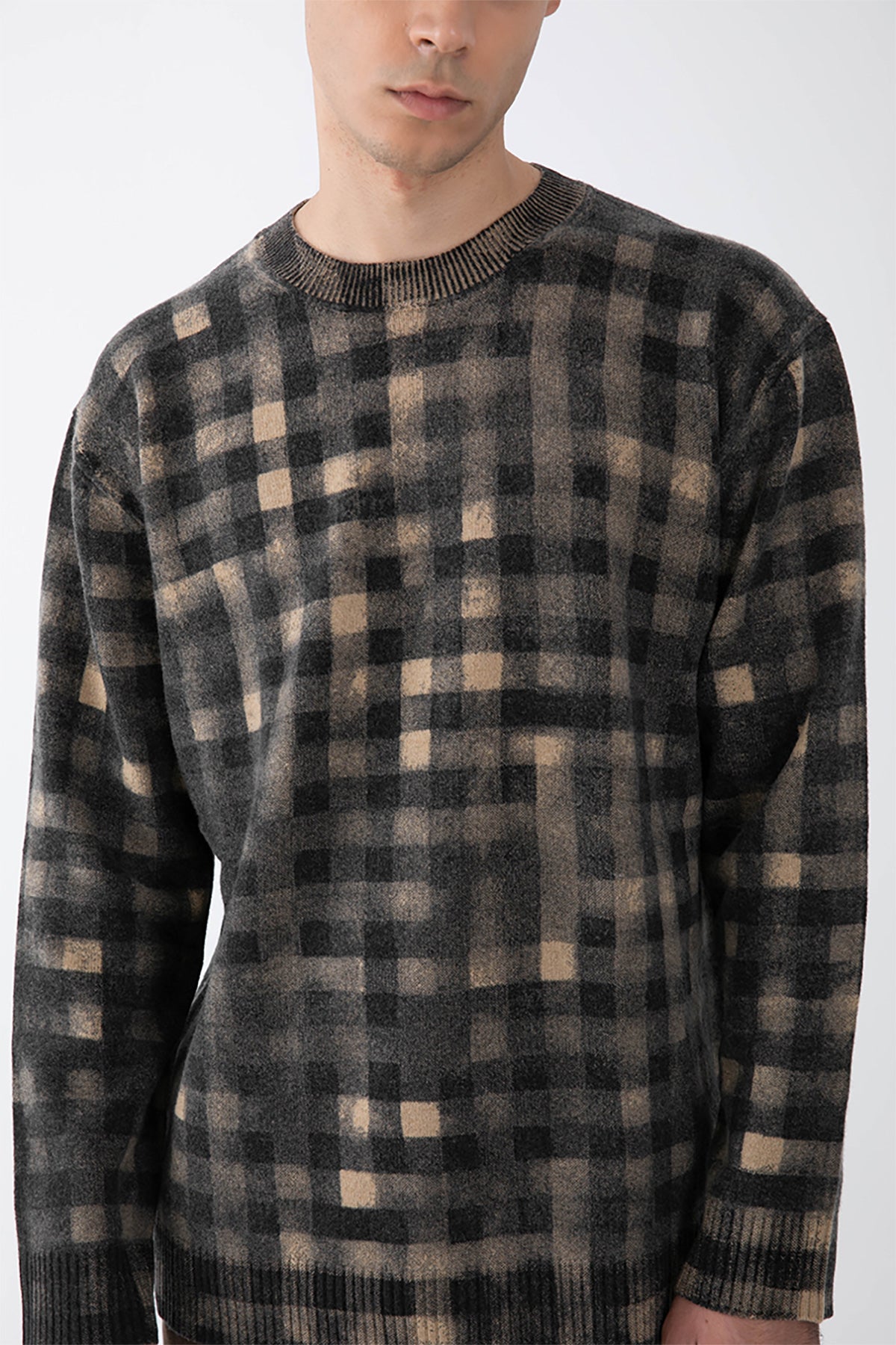 Kenzo Eskitme Efektli Kare Desenli Triko-Libas Trendy Fashion Store