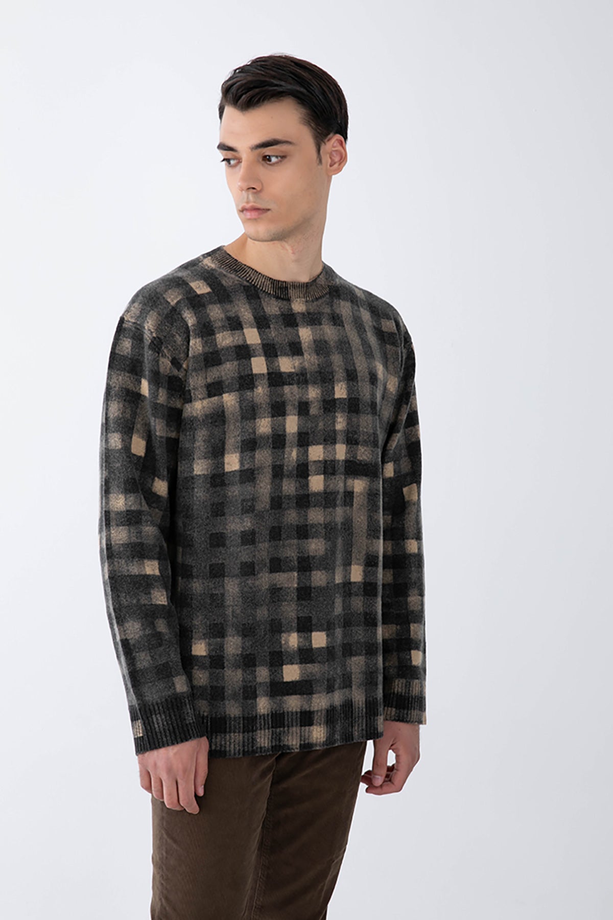 Kenzo Eskitme Efektli Kare Desenli Triko-Libas Trendy Fashion Store