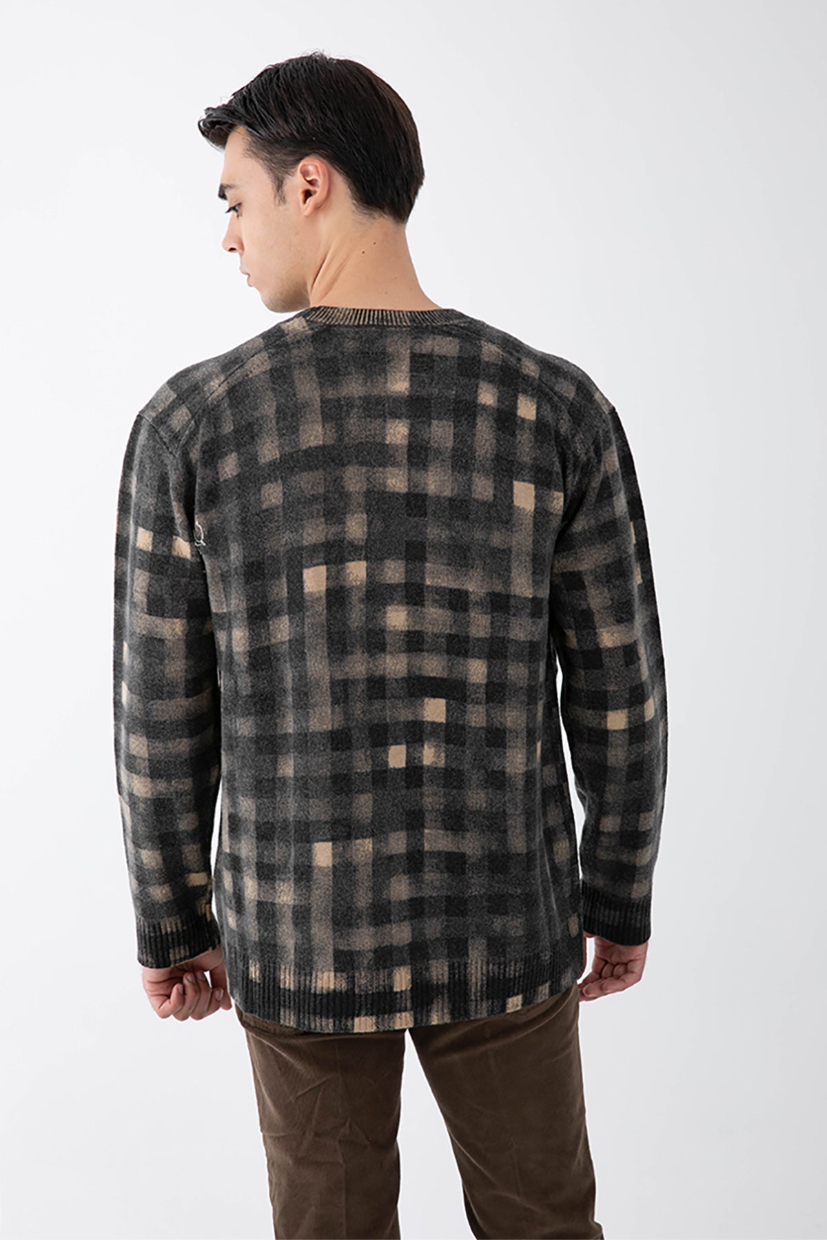 Kenzo Eskitme Efektli Kare Desenli Triko-Libas Trendy Fashion Store