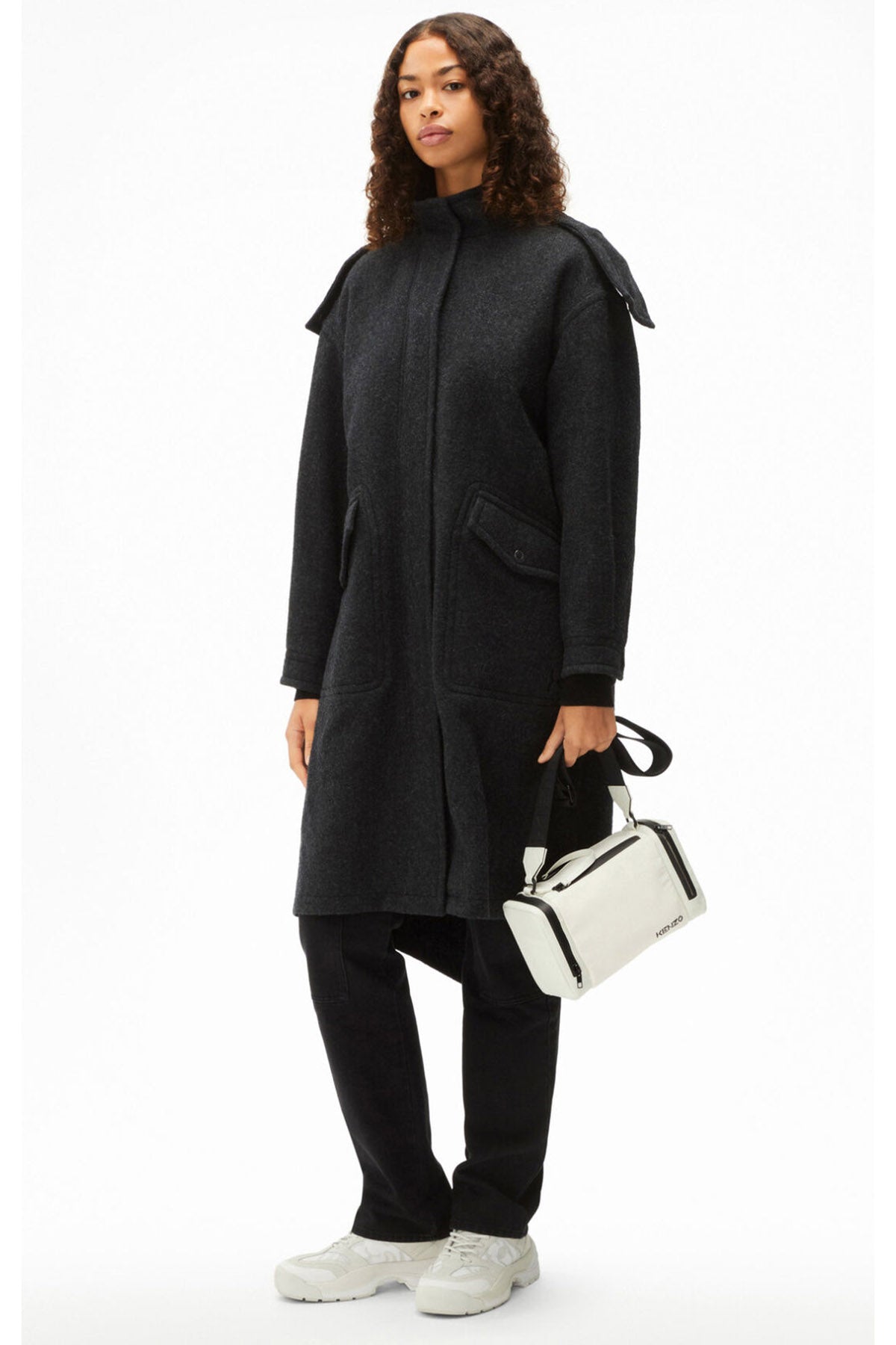 Kenzo Cep Detaylı Yün Kaban-Libas Trendy Fashion Store