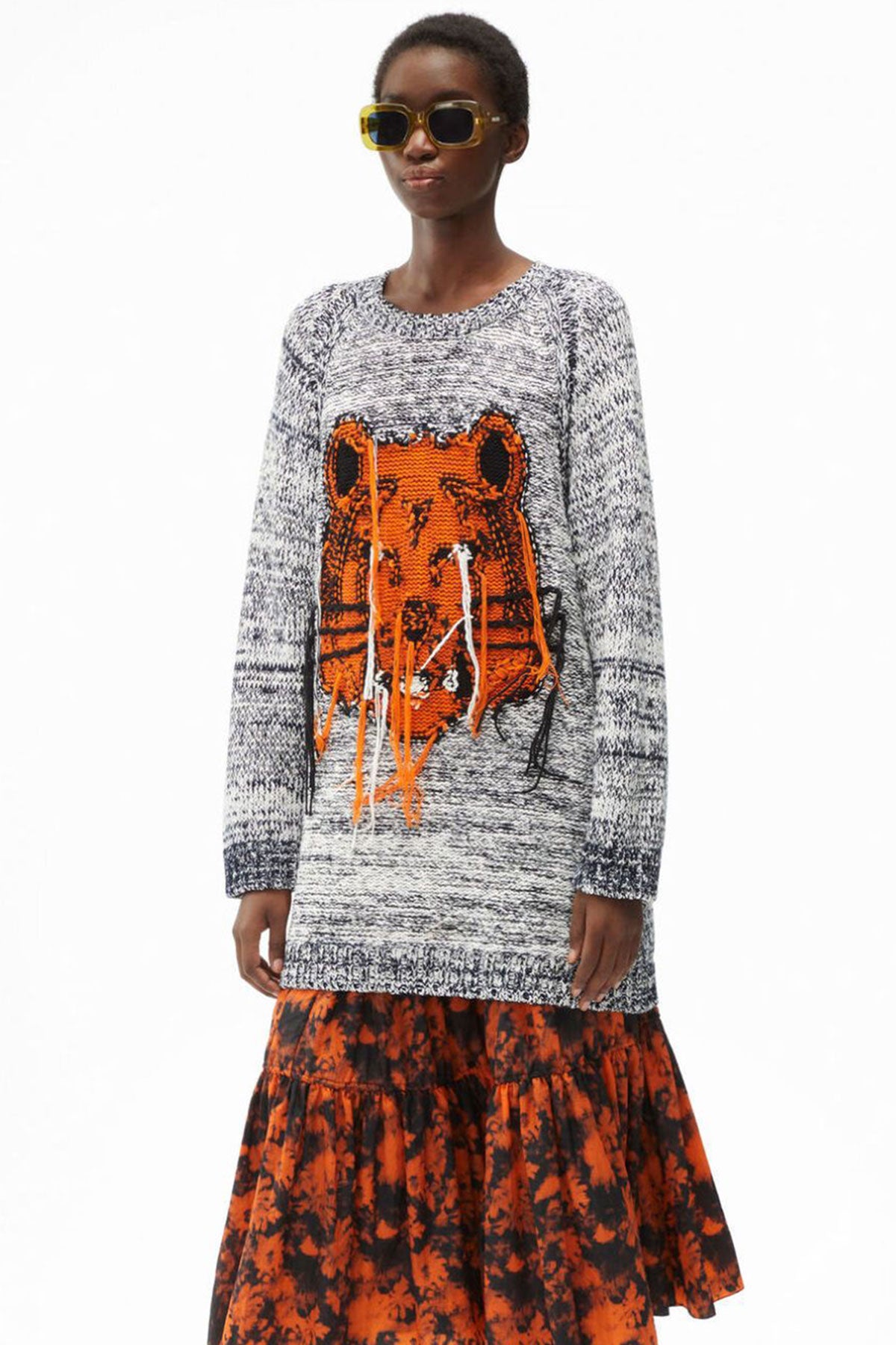 Kenzo Çift Taraflı Kaplan Logolu Örgü Yün Triko Elbise-Libas Trendy Fashion Store