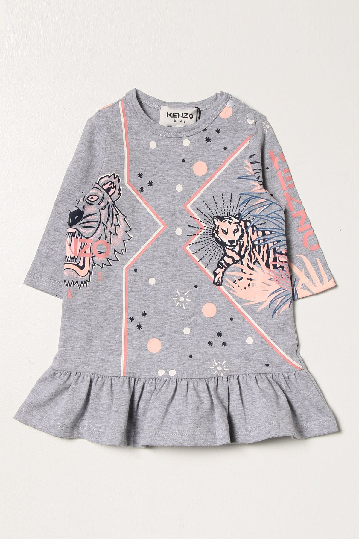Kenzo Kids 2-4 Yaş Kız Çocuk Logolu Fırfırlı Elbise-Libas Trendy Fashion Store