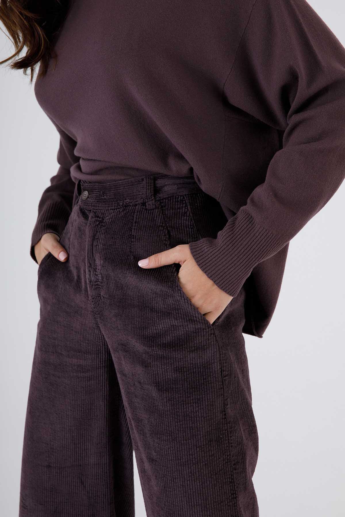 Transit Fitilli Kadife Yüksek Bel Streç Pantolon-Libas Trendy Fashion Store