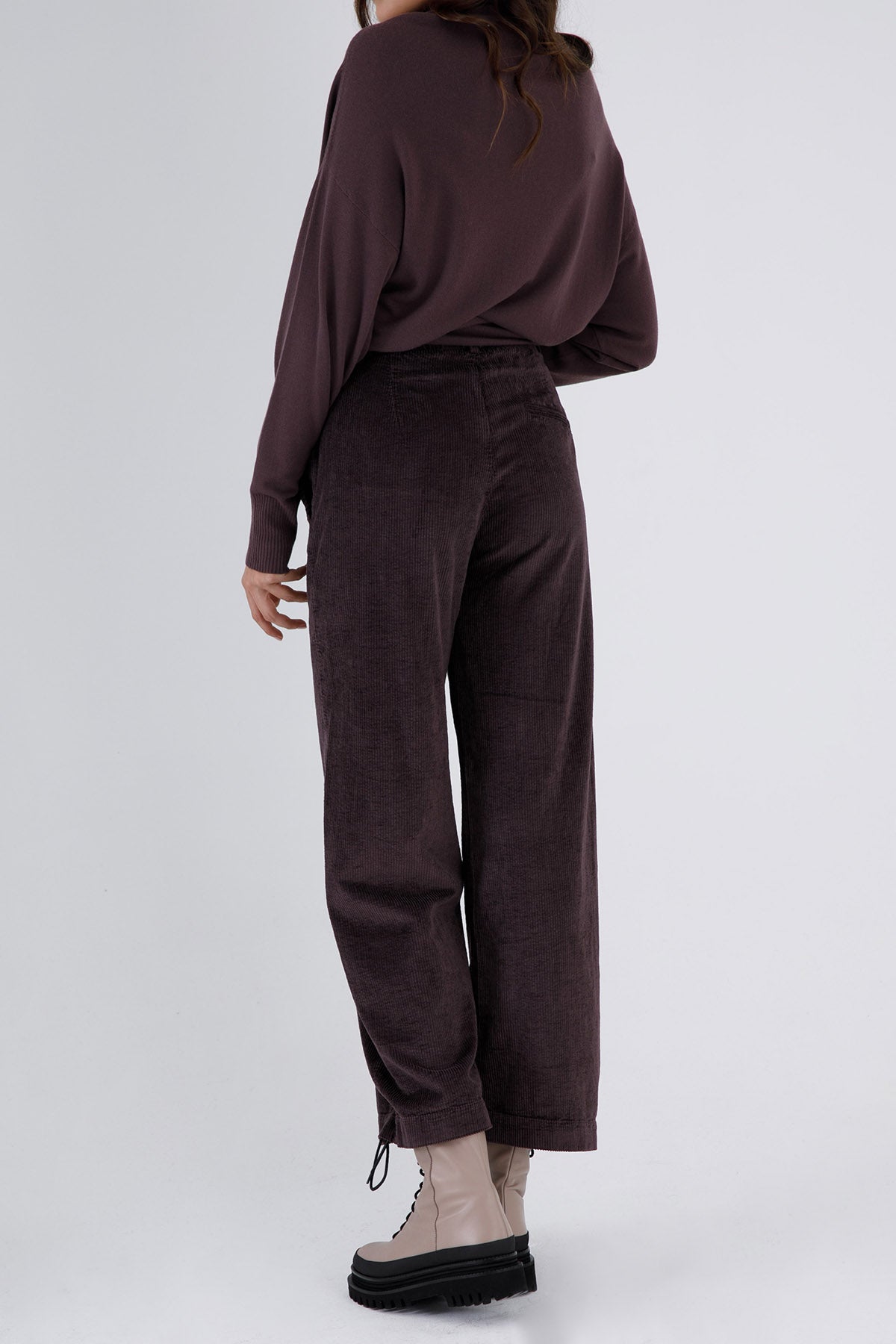 Transit Fitilli Kadife Yüksek Bel Streç Pantolon-Libas Trendy Fashion Store