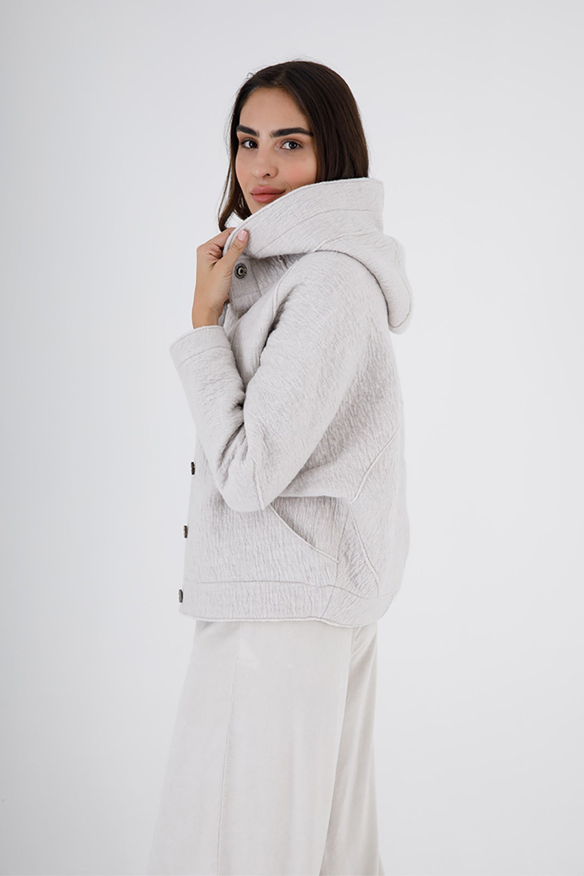 Transit Kapüşonlu Yün Ceket-Libas Trendy Fashion Store