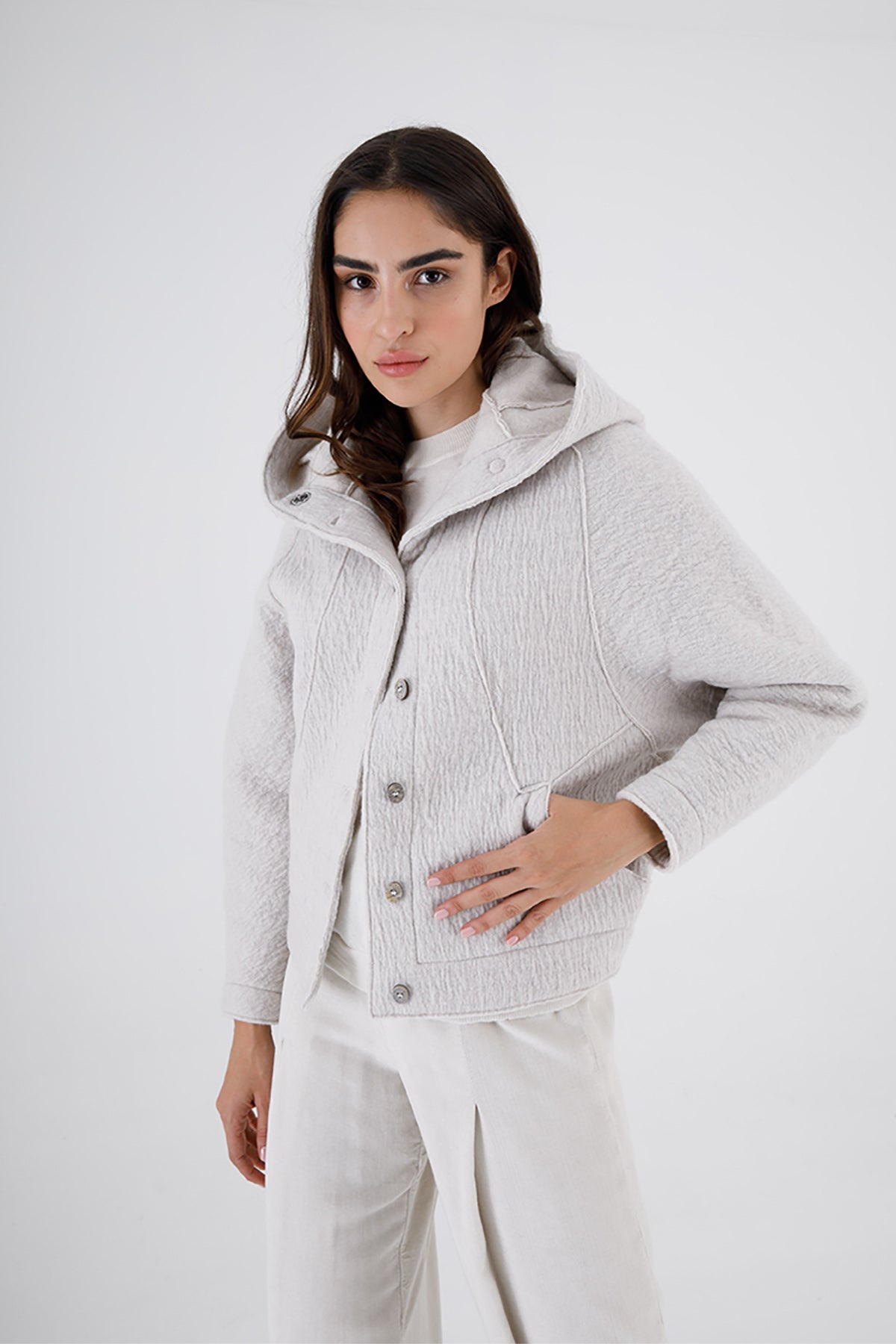 Transit Kapüşonlu Yün Ceket-Libas Trendy Fashion Store