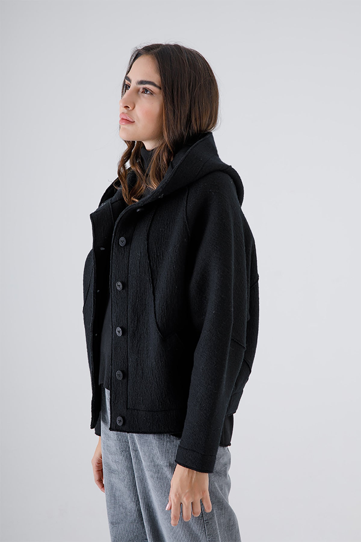 Transit Kapüşonlu Yün Ceket-Libas Trendy Fashion Store