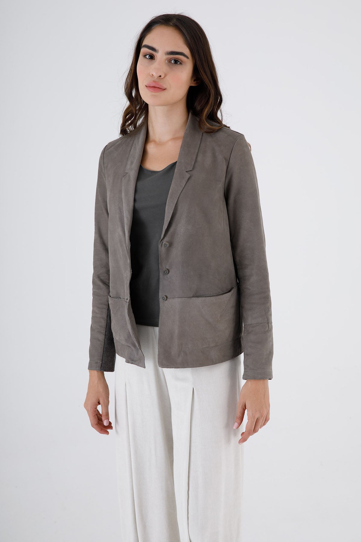 Transit Sırtı Yünlü Deri Ceket-Libas Trendy Fashion Store