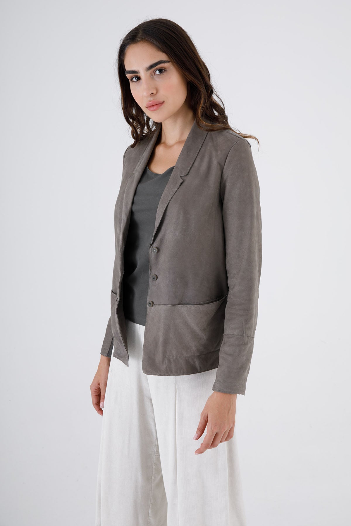 Transit Sırtı Yünlü Deri Ceket-Libas Trendy Fashion Store