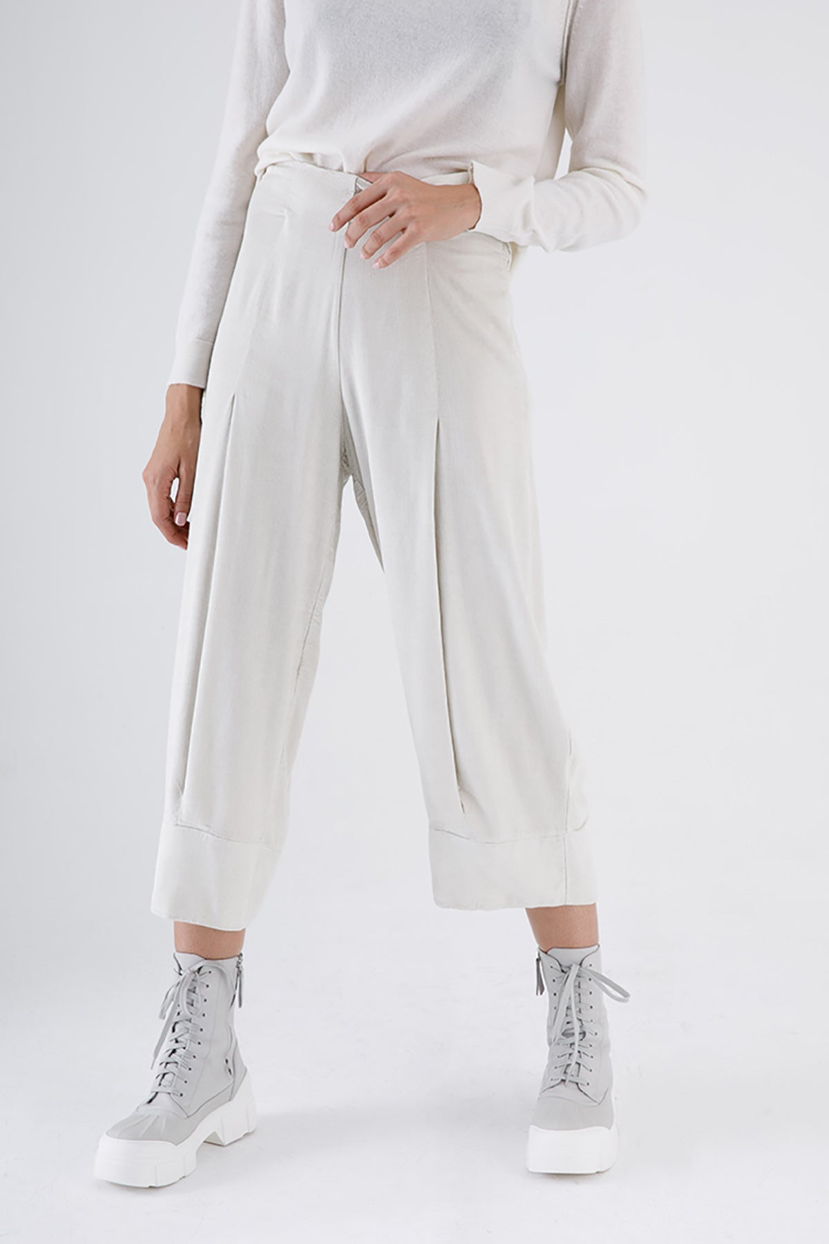 Transit Yüksek Bel Pileli Crop Pantolon-Libas Trendy Fashion Store