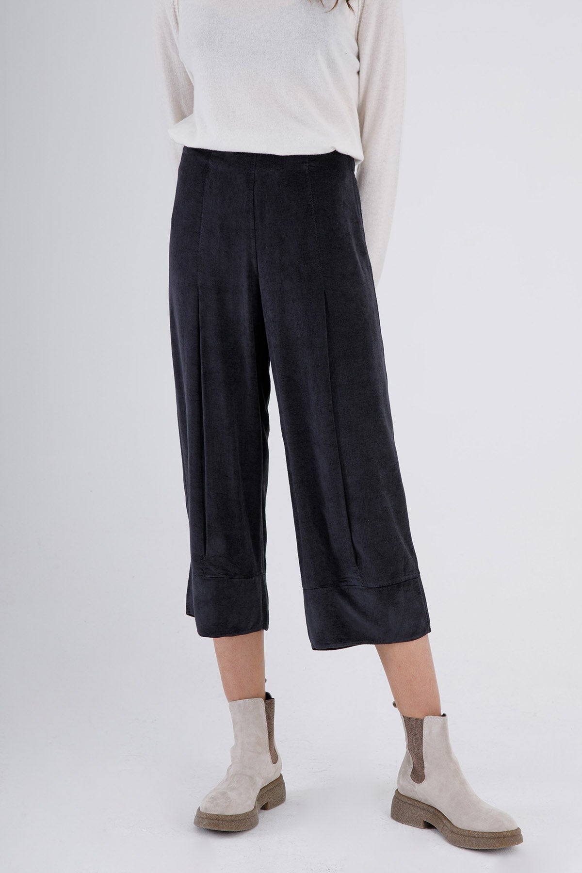 Transit Yüksek Bel Tek Pile Geniş Paça Pantolon-Libas Trendy Fashion Store