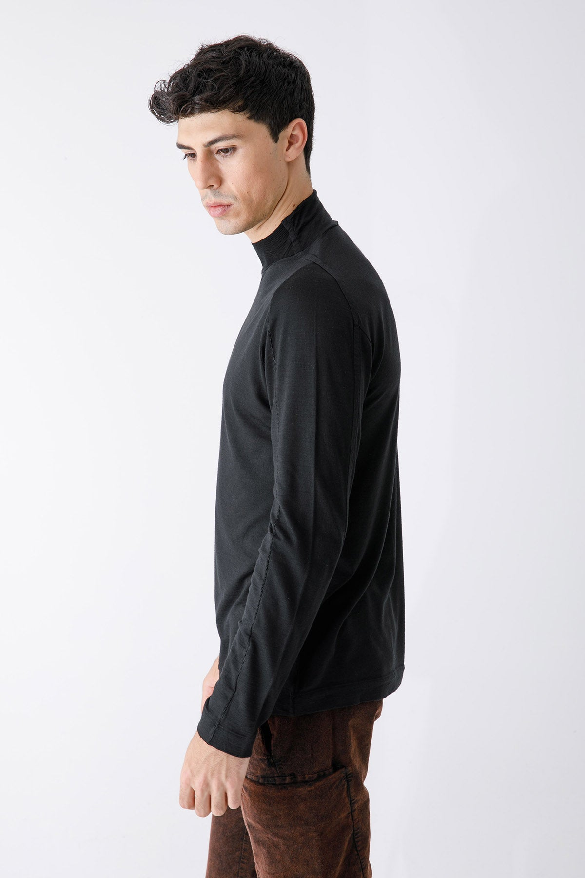 Transit Dik Yaka Uzun Kollu Yün T-shirt-Libas Trendy Fashion Store