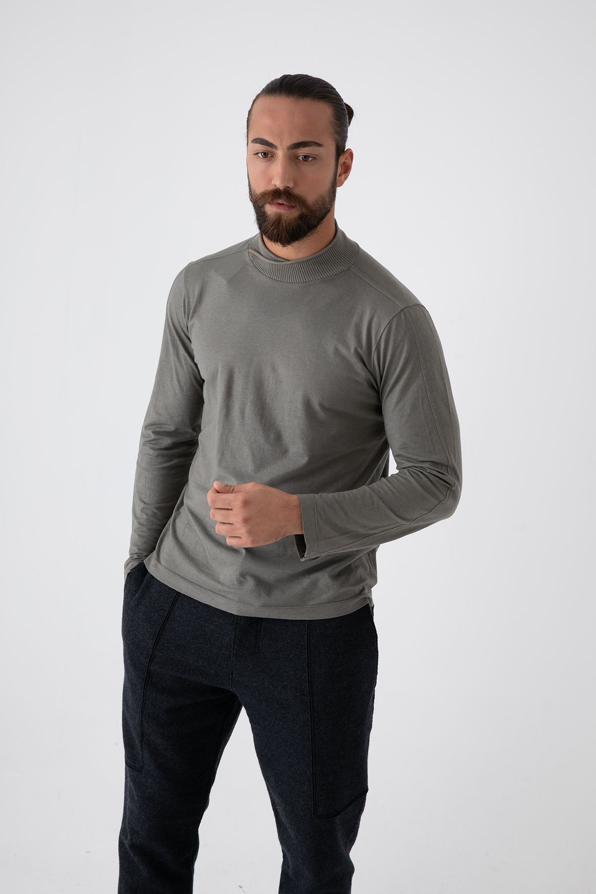 Transit Ribanalı Yaka Kaşmirli Triko-Libas Trendy Fashion Store