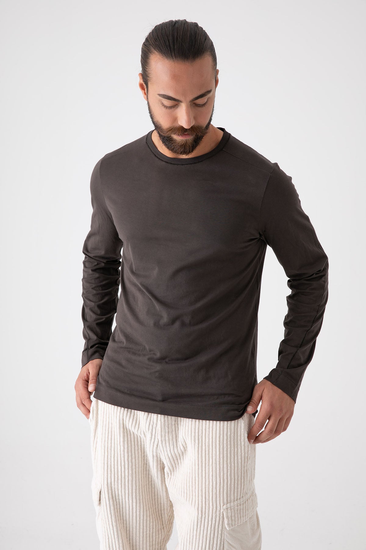 Transit Yuvarlak Yaka Uzun Kollu T-shirt-Libas Trendy Fashion Store