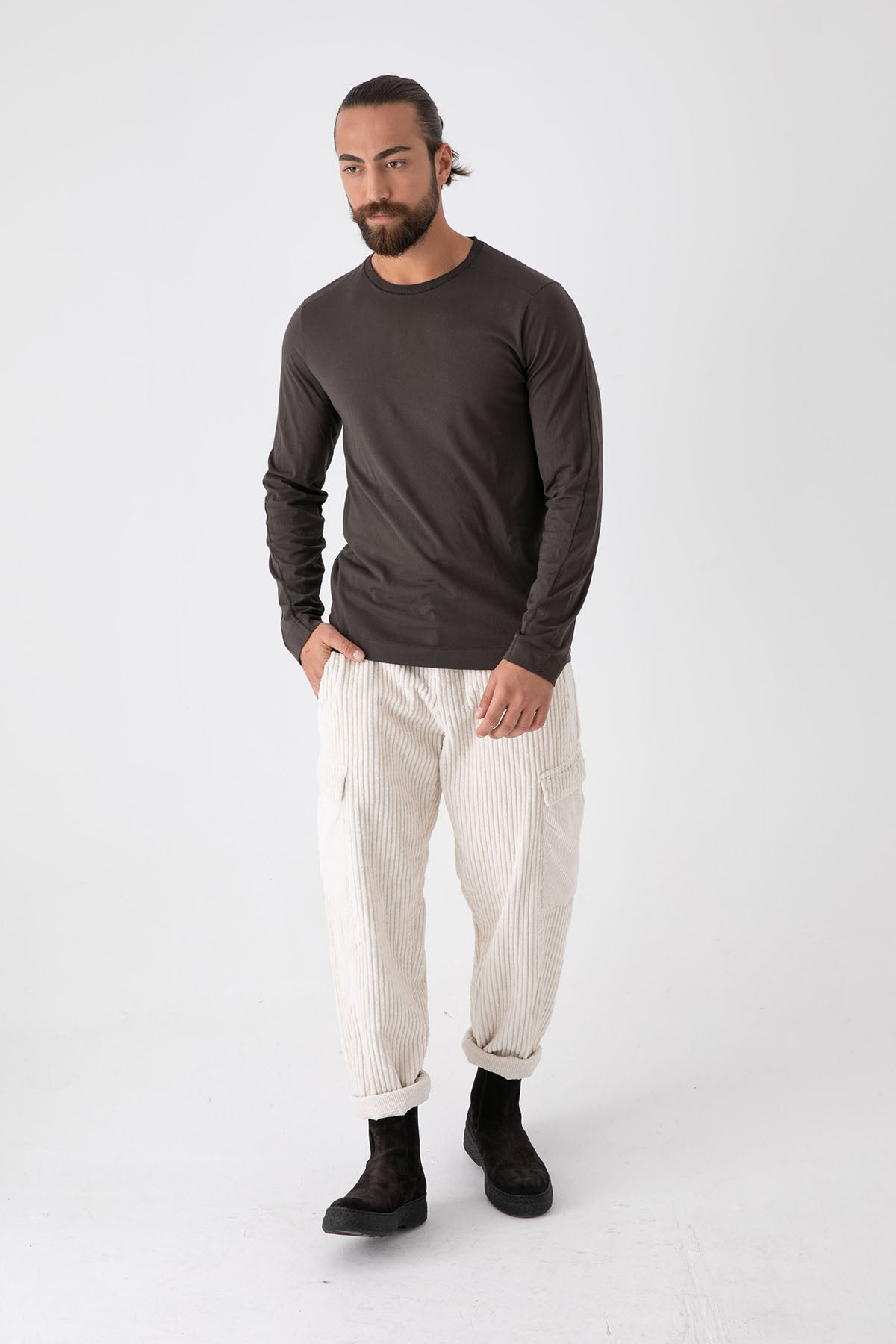 Transit Yuvarlak Yaka Uzun Kollu T-shirt-Libas Trendy Fashion Store