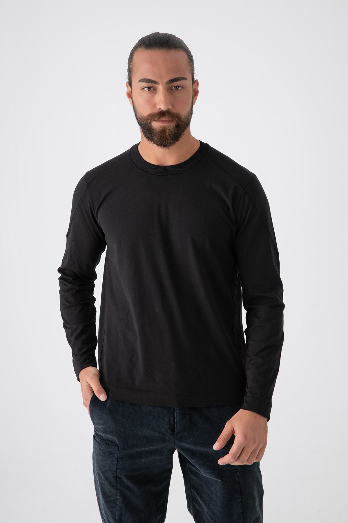 Transit Yuvarlak Yaka Uzun Kollu T-shirt-Libas Trendy Fashion Store