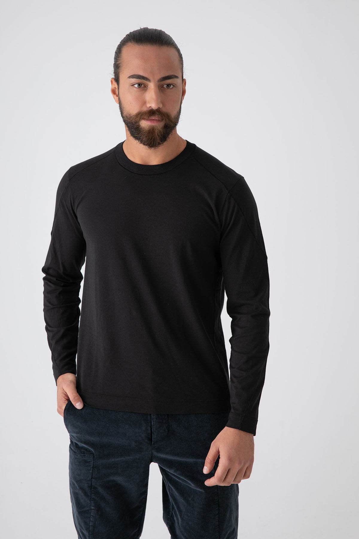 Transit Yuvarlak Yaka Uzun Kollu T-shirt-Libas Trendy Fashion Store