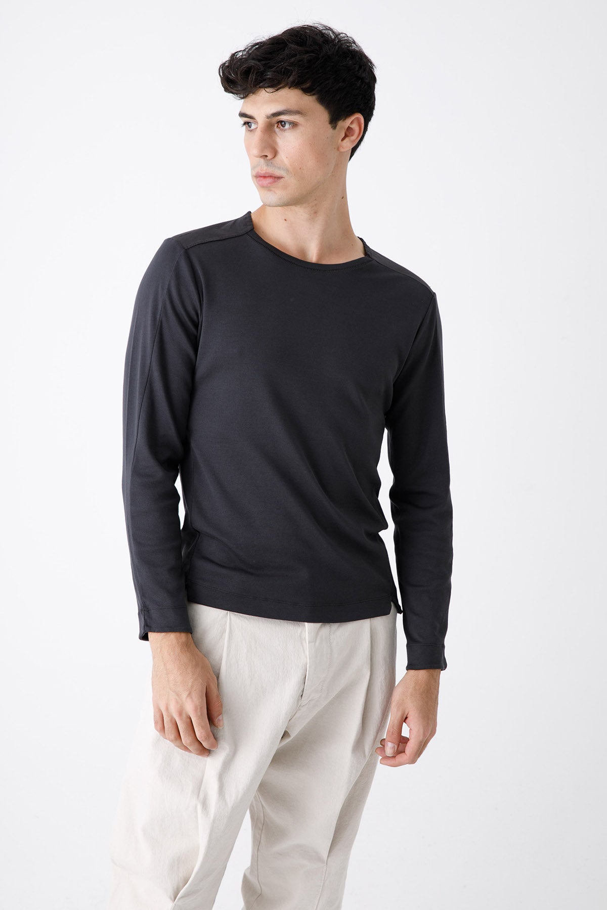 Transit Yuvarlak Yaka Uzun Kollu Streç T-shirt-Libas Trendy Fashion Store