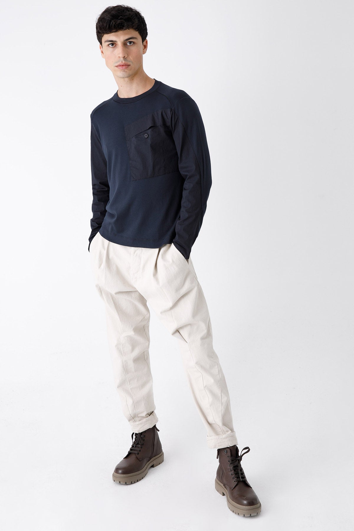 Transit Cep Detaylı Uzun Kollu Streç T-shirt-Libas Trendy Fashion Store