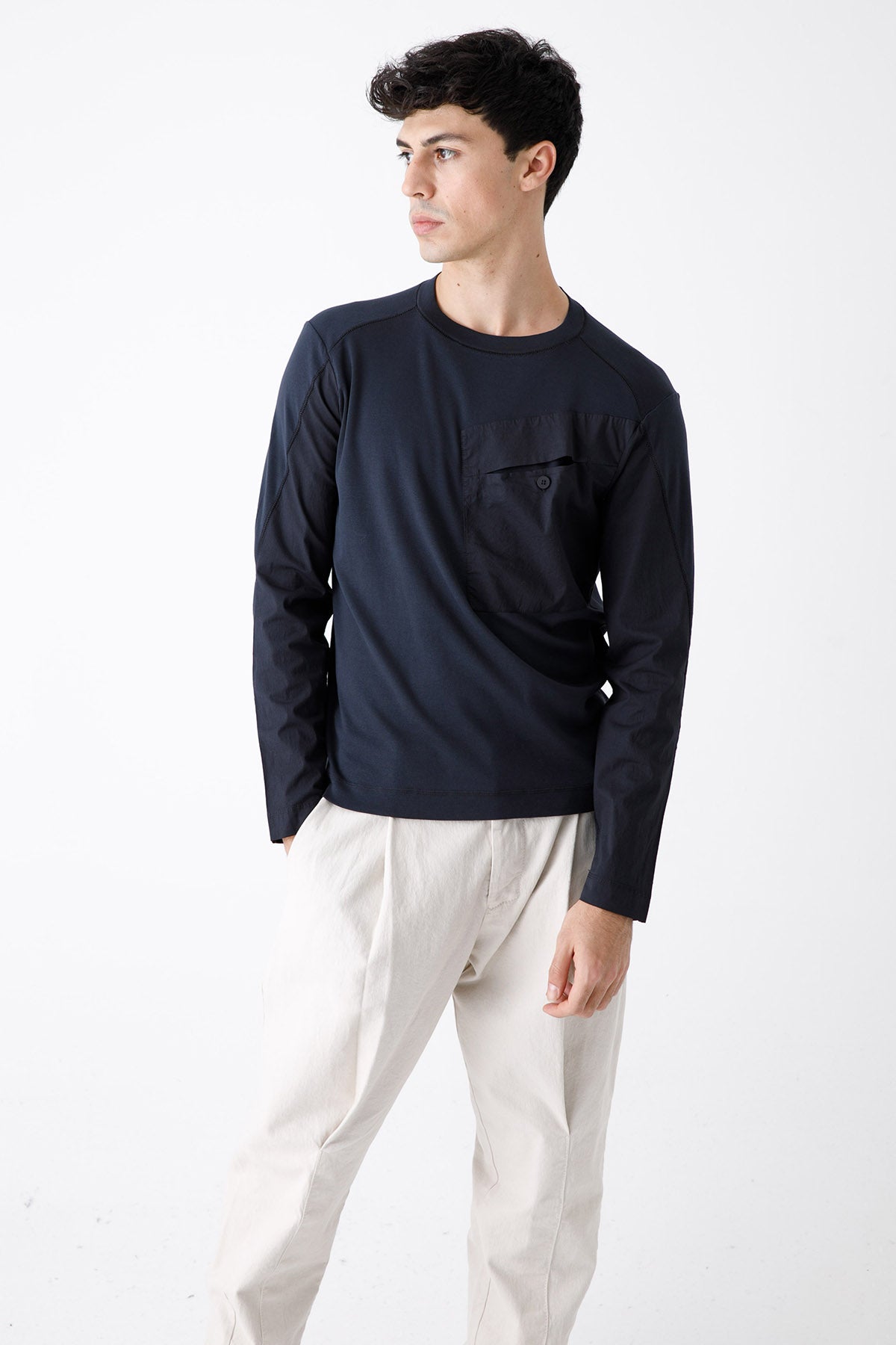 Transit Cep Detaylı Uzun Kollu Streç T-shirt-Libas Trendy Fashion Store