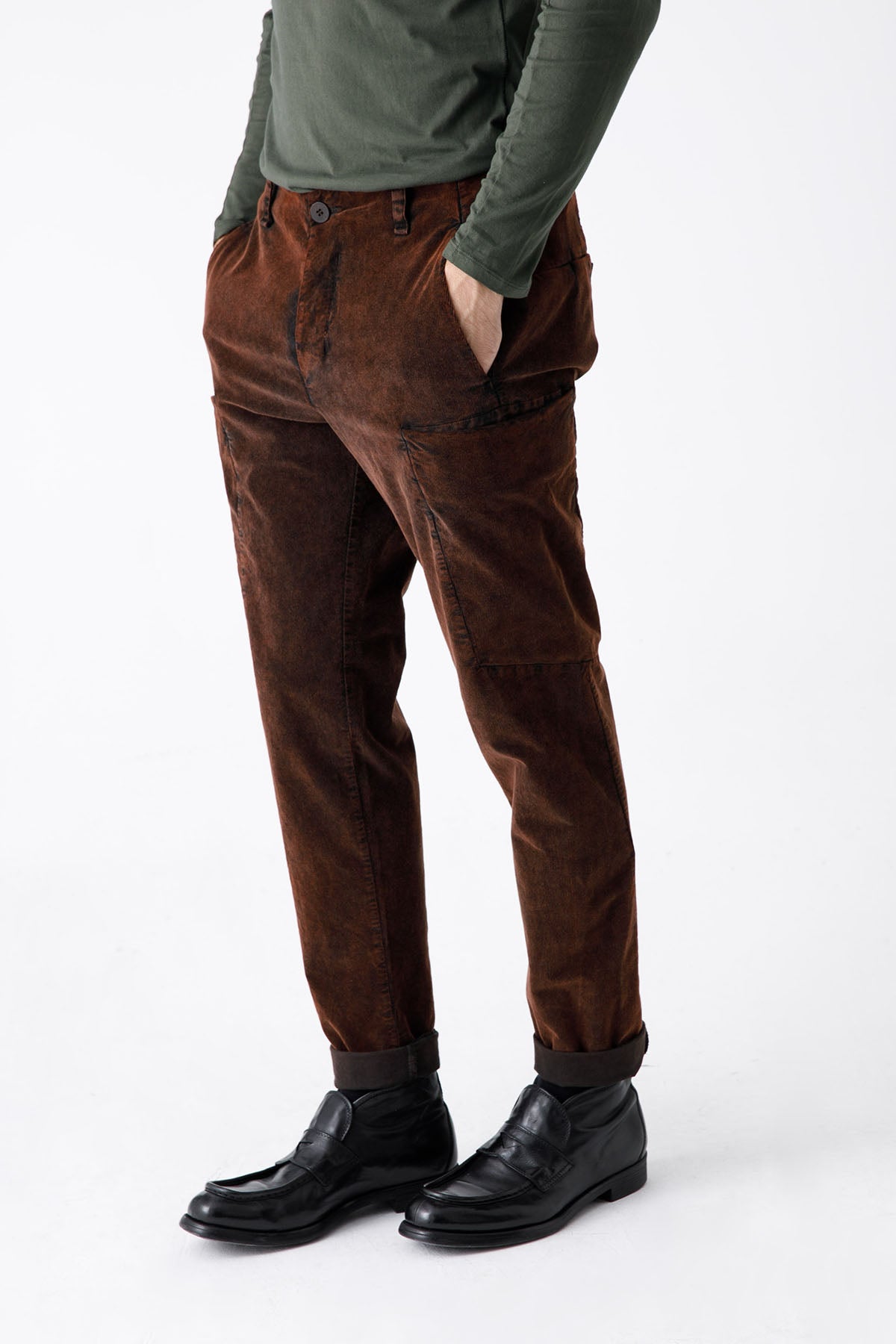 Transit Havuç Kesim Yandan Cepli Kadife Pantolon-Libas Trendy Fashion Store