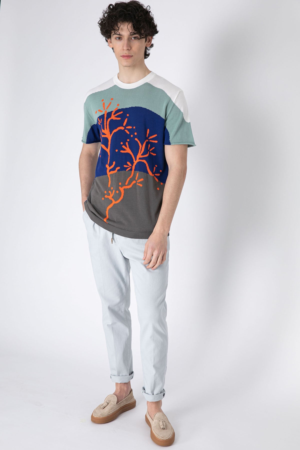 Manifattura İpekli Desenli Örgü T-shirt-Libas Trendy Fashion Store