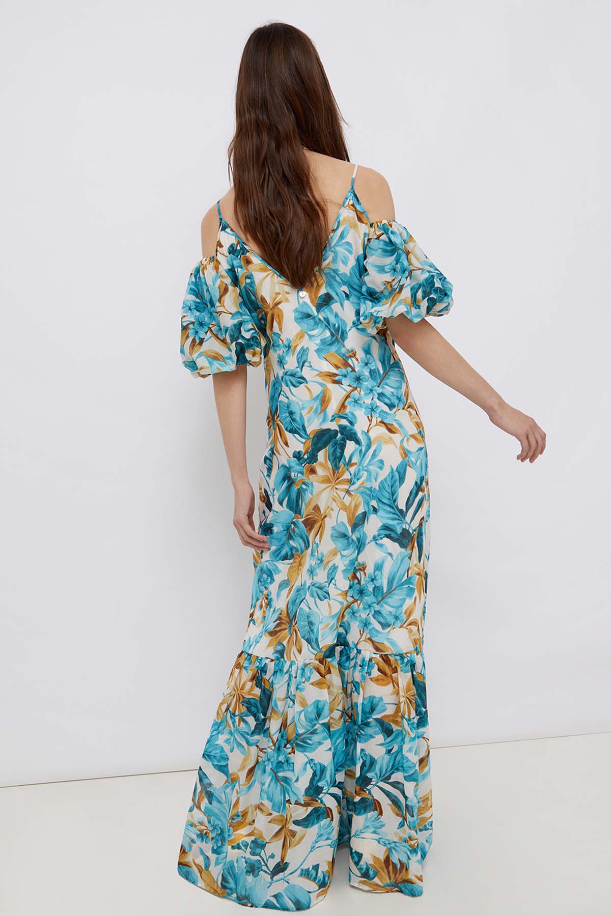 Liu Jo İp Askılı Gigot Kollu Maxi Elbise-Libas Trendy Fashion Store