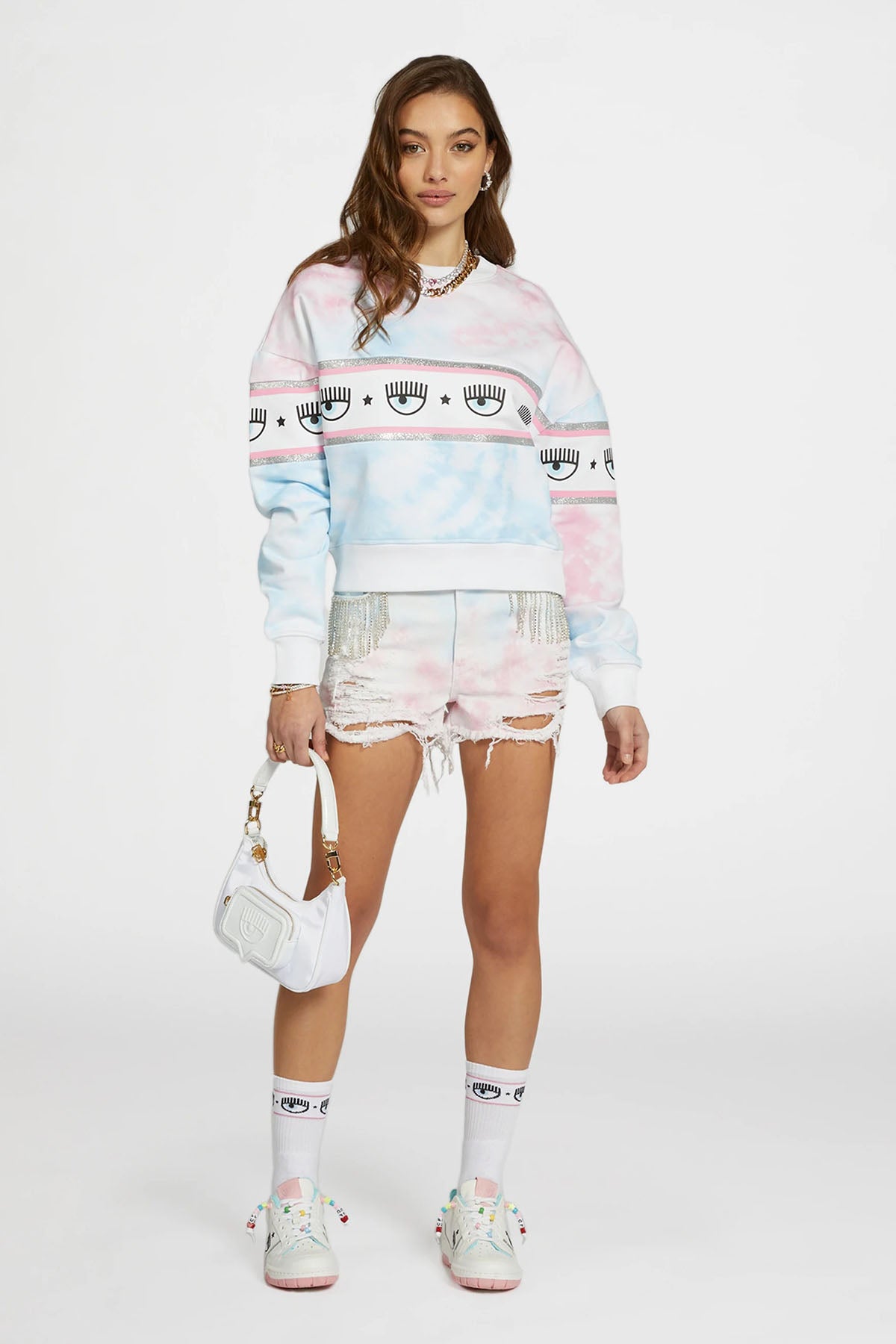 Chiara Ferragni Geniş Kesim Göz Logolu Batik Sweatshirt-Libas Trendy Fashion Store