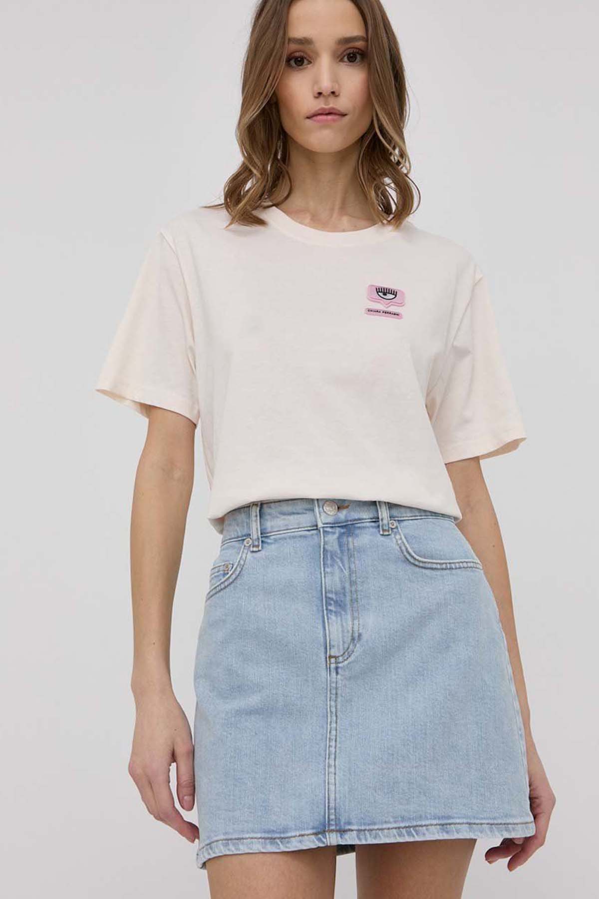 Chiara Ferragni Yuvarlak Yaka Logolu T-shirt-Libas Trendy Fashion Store