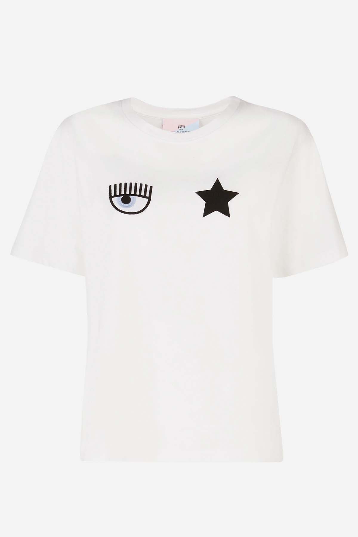 Chiara Ferragni Göz Logolu Yuvarlak Yaka T-shirt-Libas Trendy Fashion Store