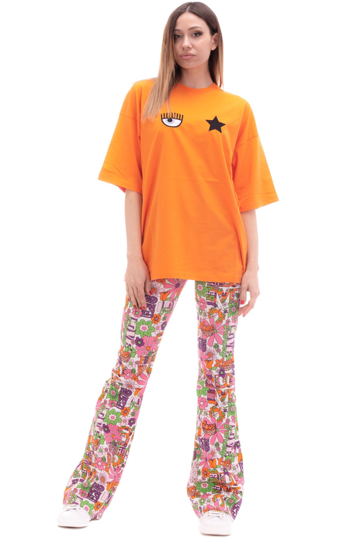 Chiara Ferragni Geniş Kesim Göz Logolu T-shirt-Libas Trendy Fashion Store