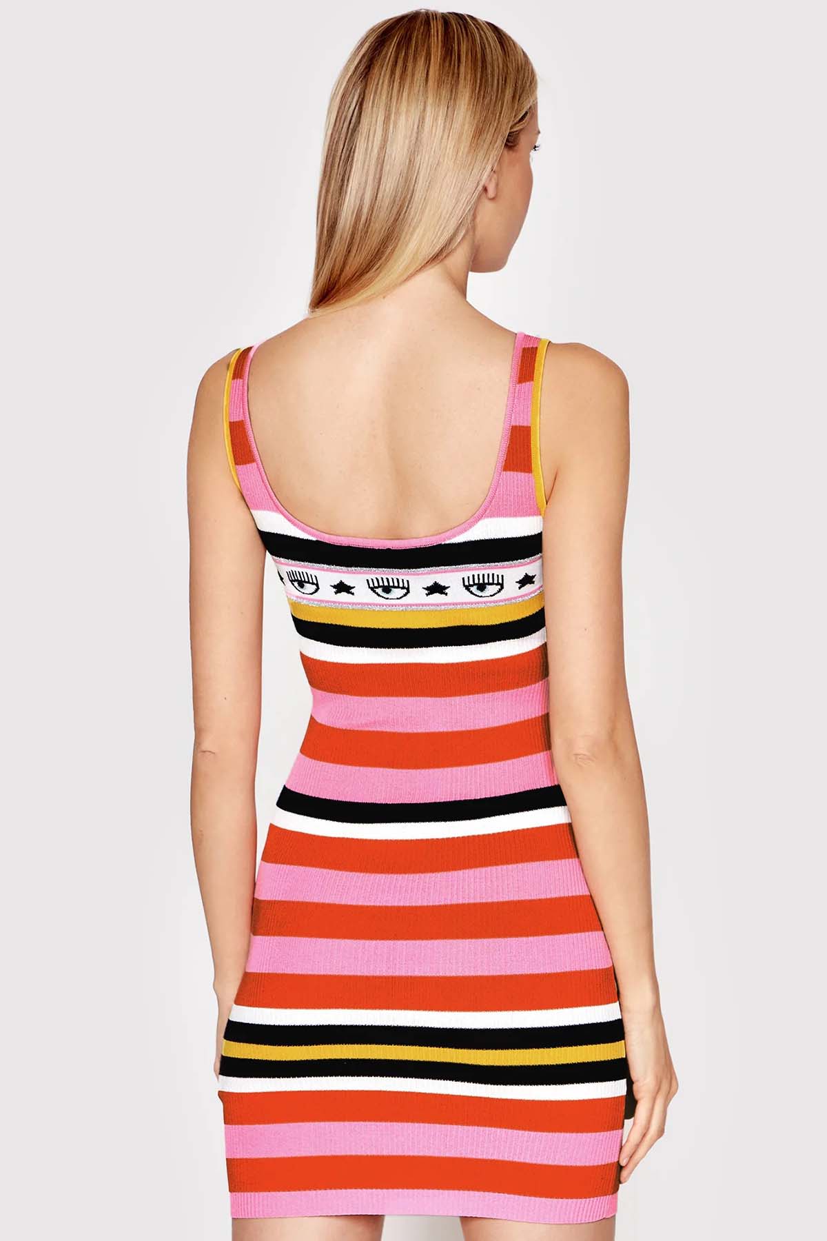 Chiara Ferragni Göz Logolu Askılı Örgü Mini Elbise-Libas Trendy Fashion Store