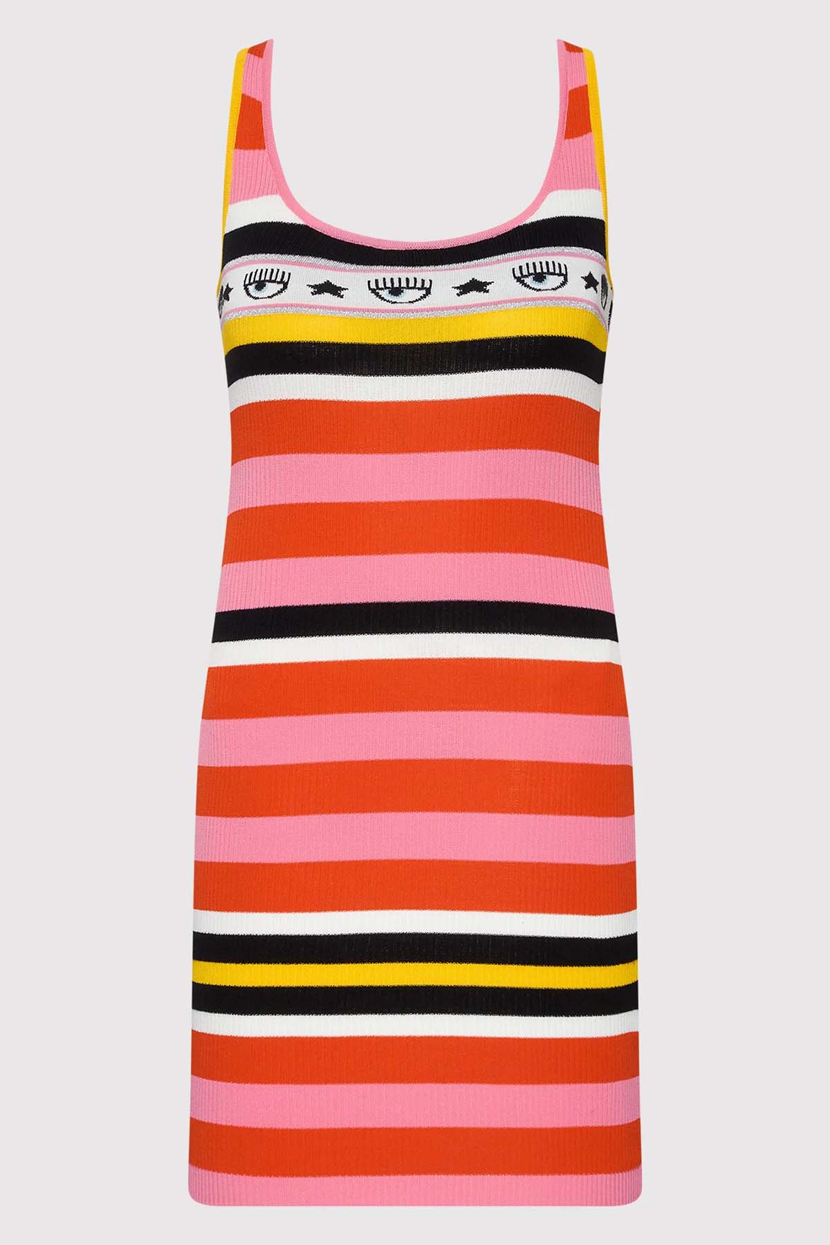 Chiara Ferragni Göz Logolu Askılı Örgü Mini Elbise-Libas Trendy Fashion Store