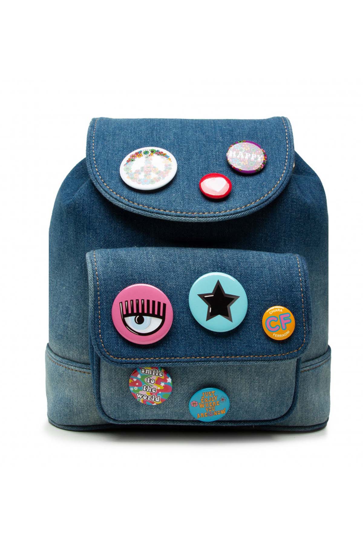 Chiara Ferragni Rozetli Denim Sırt Çantası-Libas Trendy Fashion Store