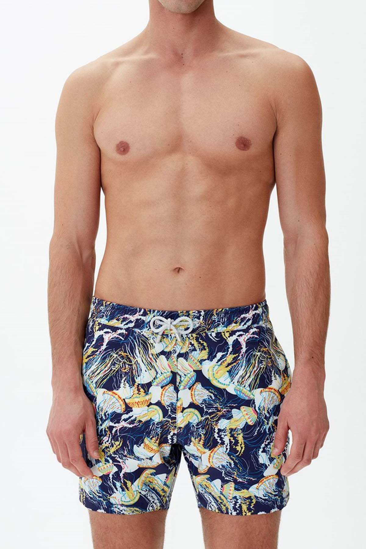 Bluemint Arthus Stretch Navy Jellyfish Şort Mayo-Libas Trendy Fashion Store