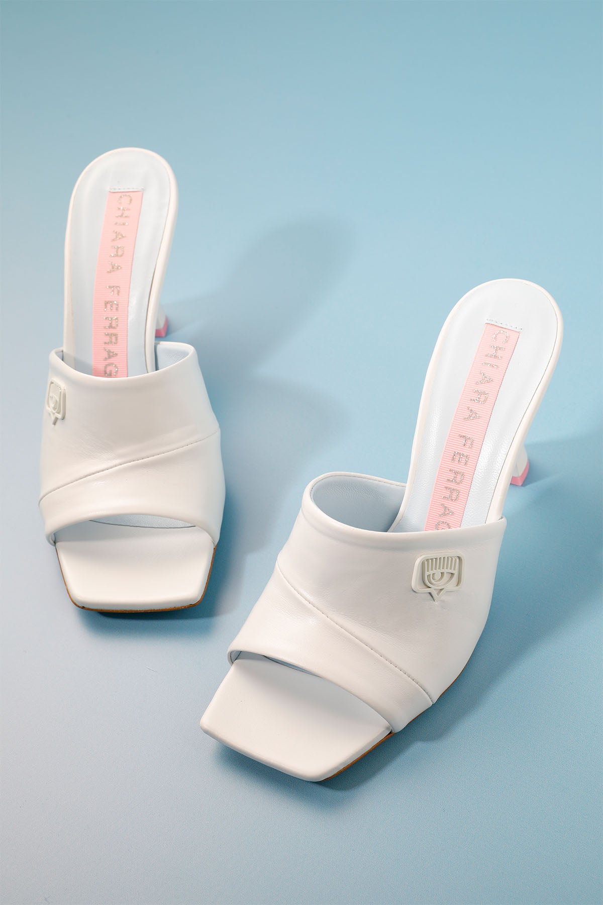 Chiara Ferragni Küt Burun Deri Topuklu Terlik-Libas Trendy Fashion Store