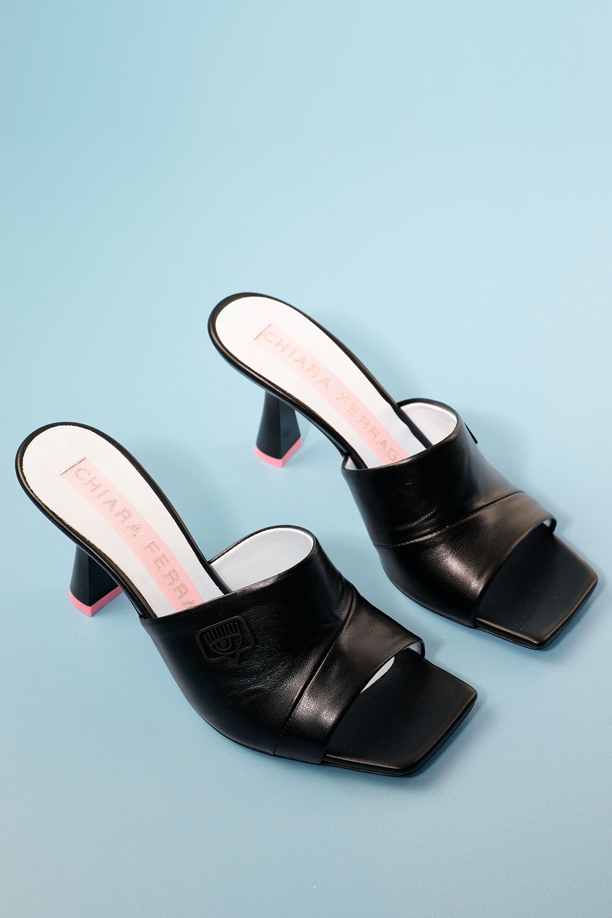 Chiara Ferragni Küt Burun Deri Topuklu Terlik-Libas Trendy Fashion Store