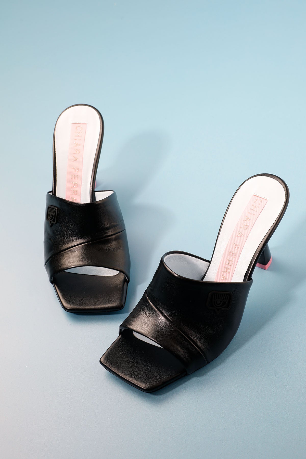 Chiara Ferragni Küt Burun Deri Topuklu Terlik-Libas Trendy Fashion Store