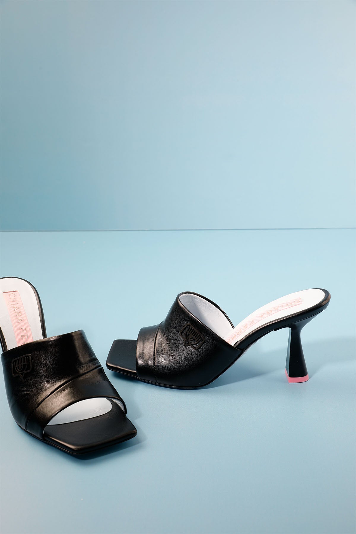 Chiara Ferragni Küt Burun Deri Topuklu Terlik-Libas Trendy Fashion Store