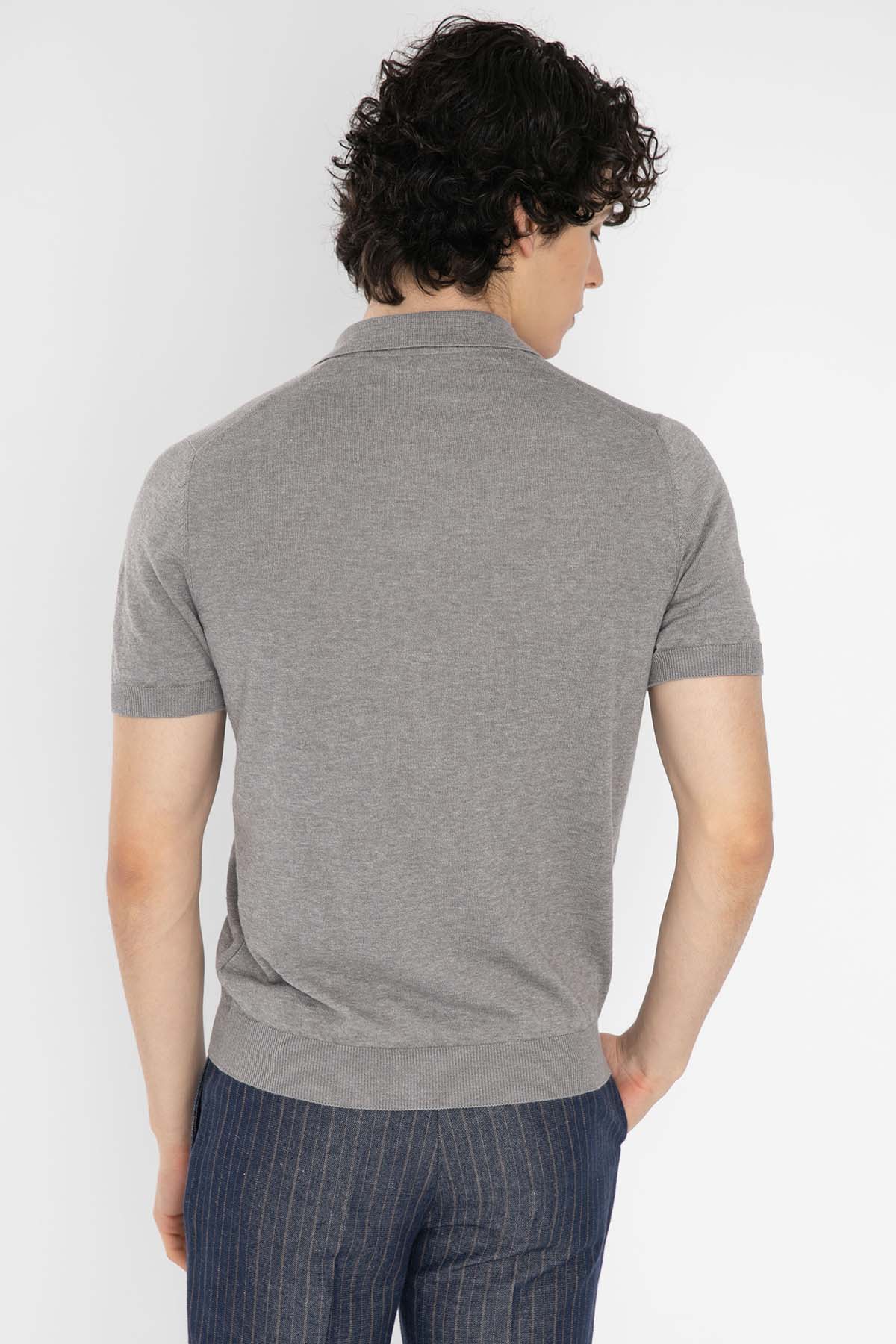 Gran Sasso Polo Yaka Keten Karışımlı Örme T-Shirt-Libas Trendy Fashion Store