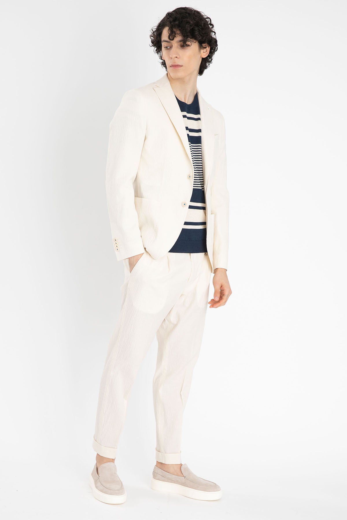 Gran Sasso Yuvarlak Yaka Keten Karışımlı Örme T-Shirt-Libas Trendy Fashion Store