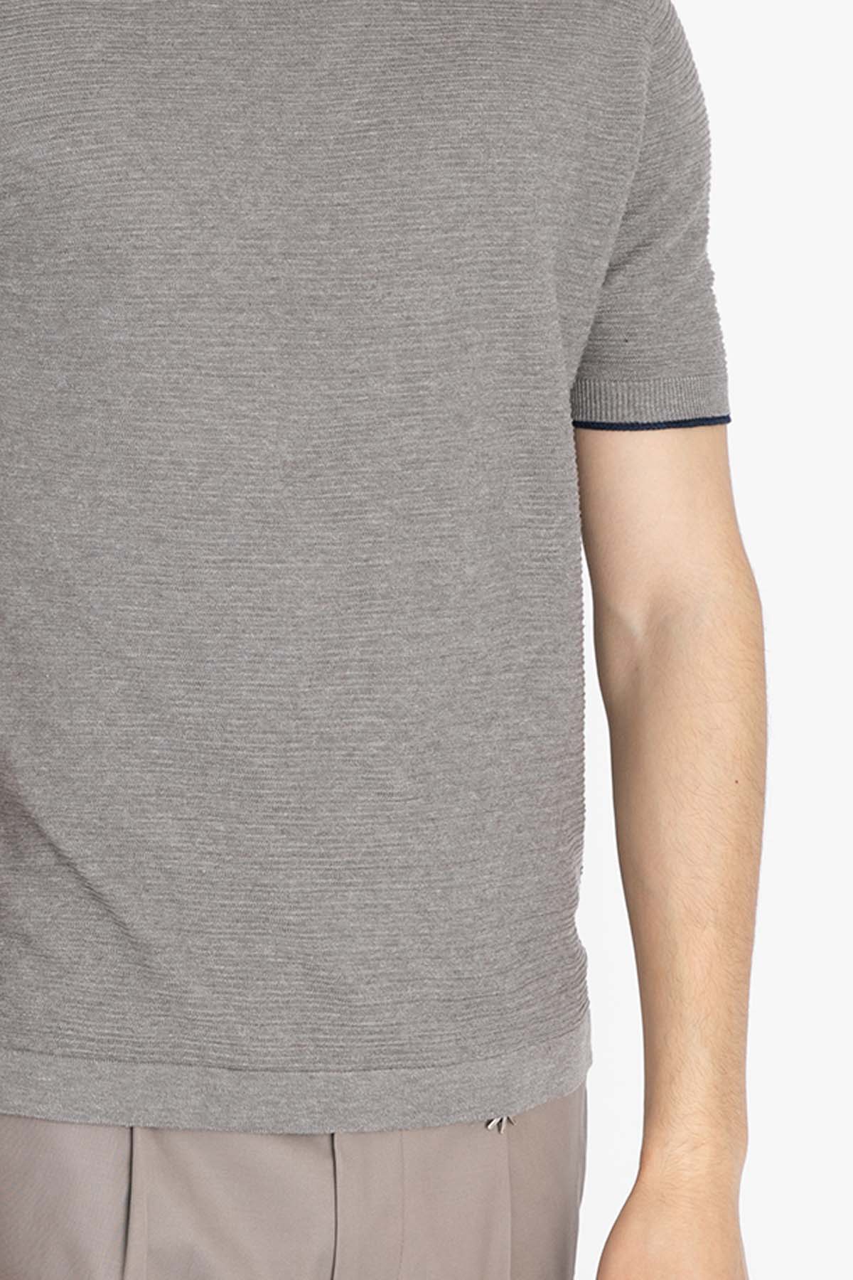 Gran Sasso Yuvarlak Yaka Keten Karışımlı Örme T-Shirt-Libas Trendy Fashion Store