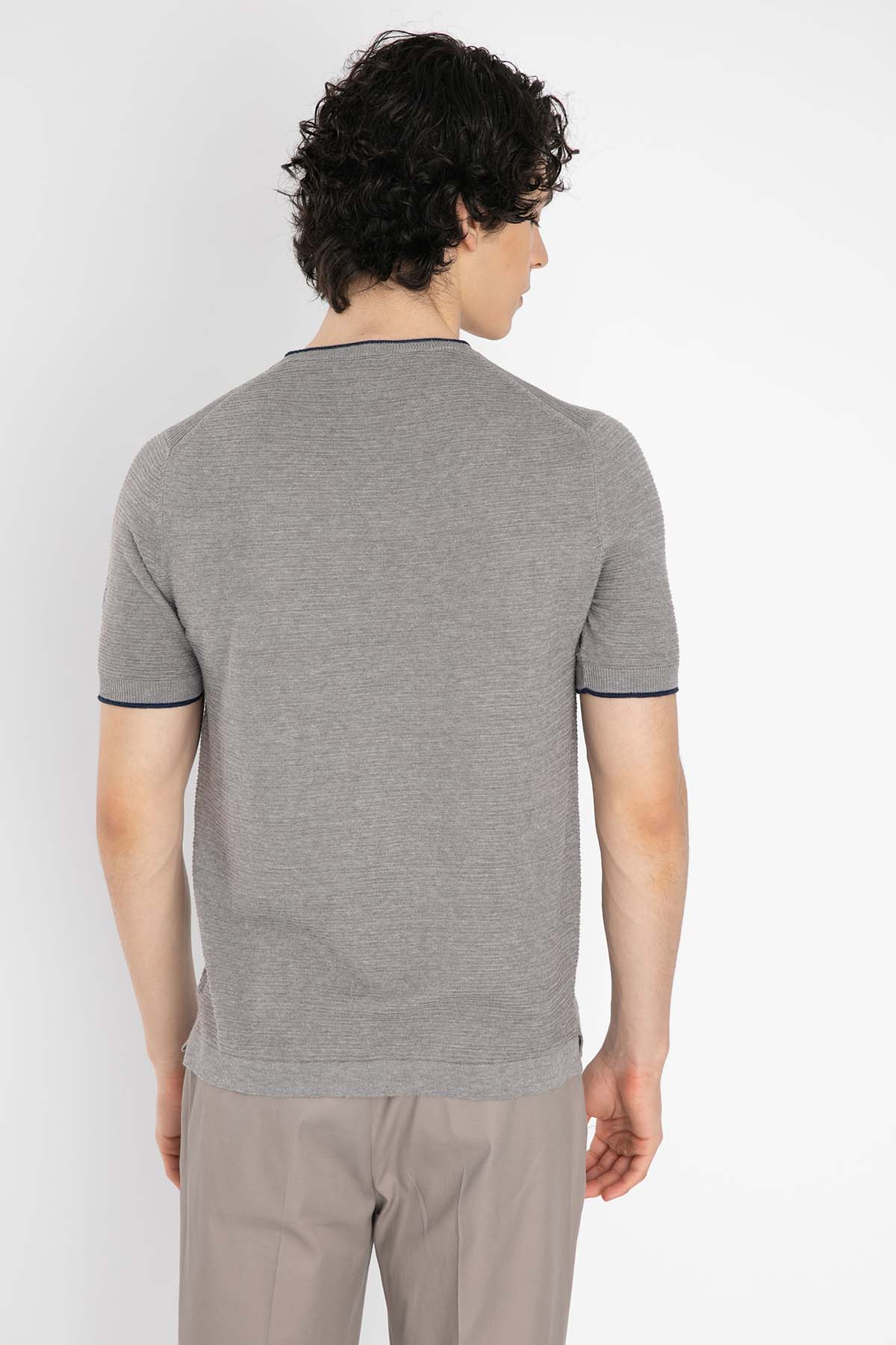 Gran Sasso Yuvarlak Yaka Keten Karışımlı Örme T-Shirt-Libas Trendy Fashion Store