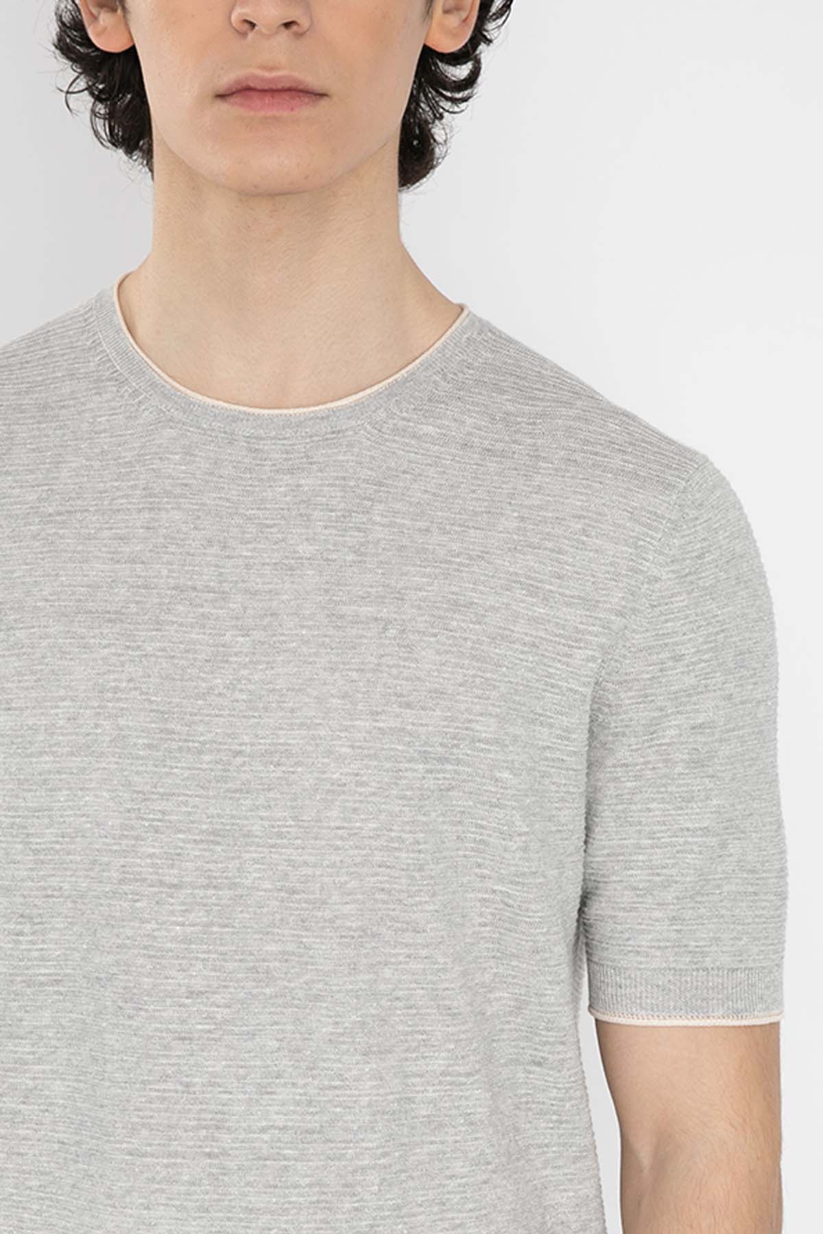 Gran Sasso Yuvarlak Yaka Keten Karışımlı Örme T-Shirt-Libas Trendy Fashion Store