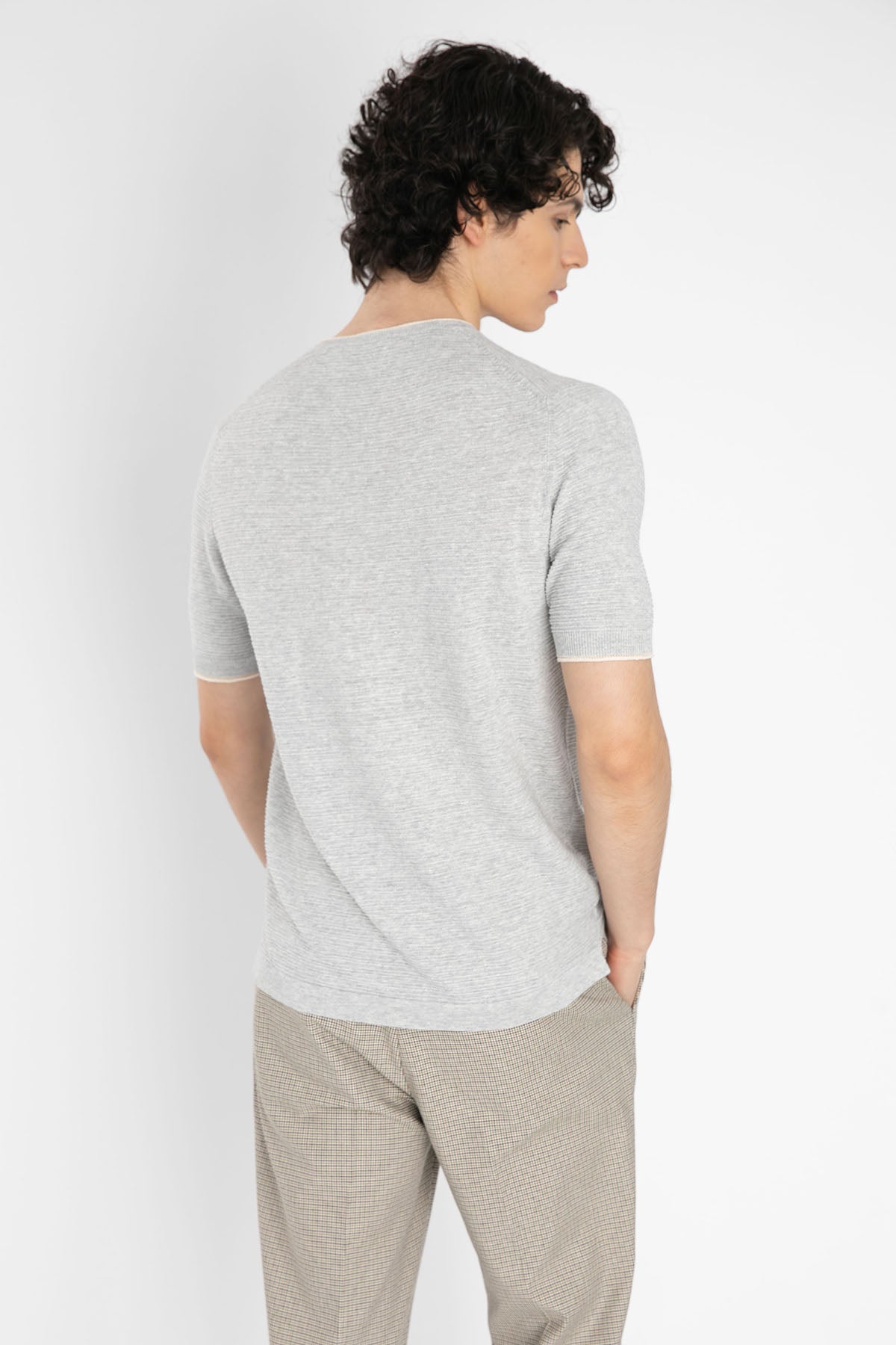 Gran Sasso Yuvarlak Yaka Keten Karışımlı Örme T-Shirt-Libas Trendy Fashion Store