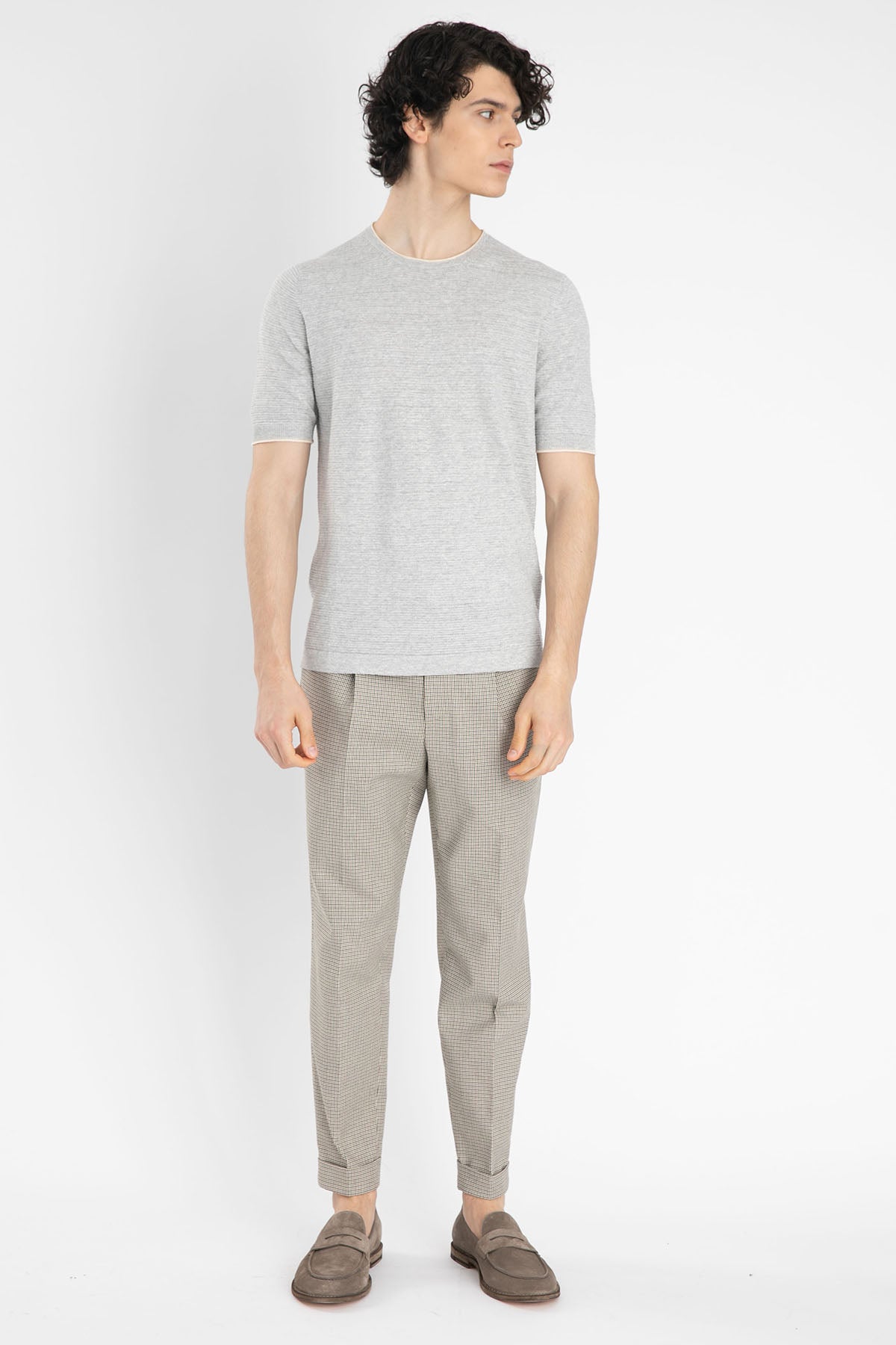 Gran Sasso Yuvarlak Yaka Keten Karışımlı Örme T-Shirt-Libas Trendy Fashion Store