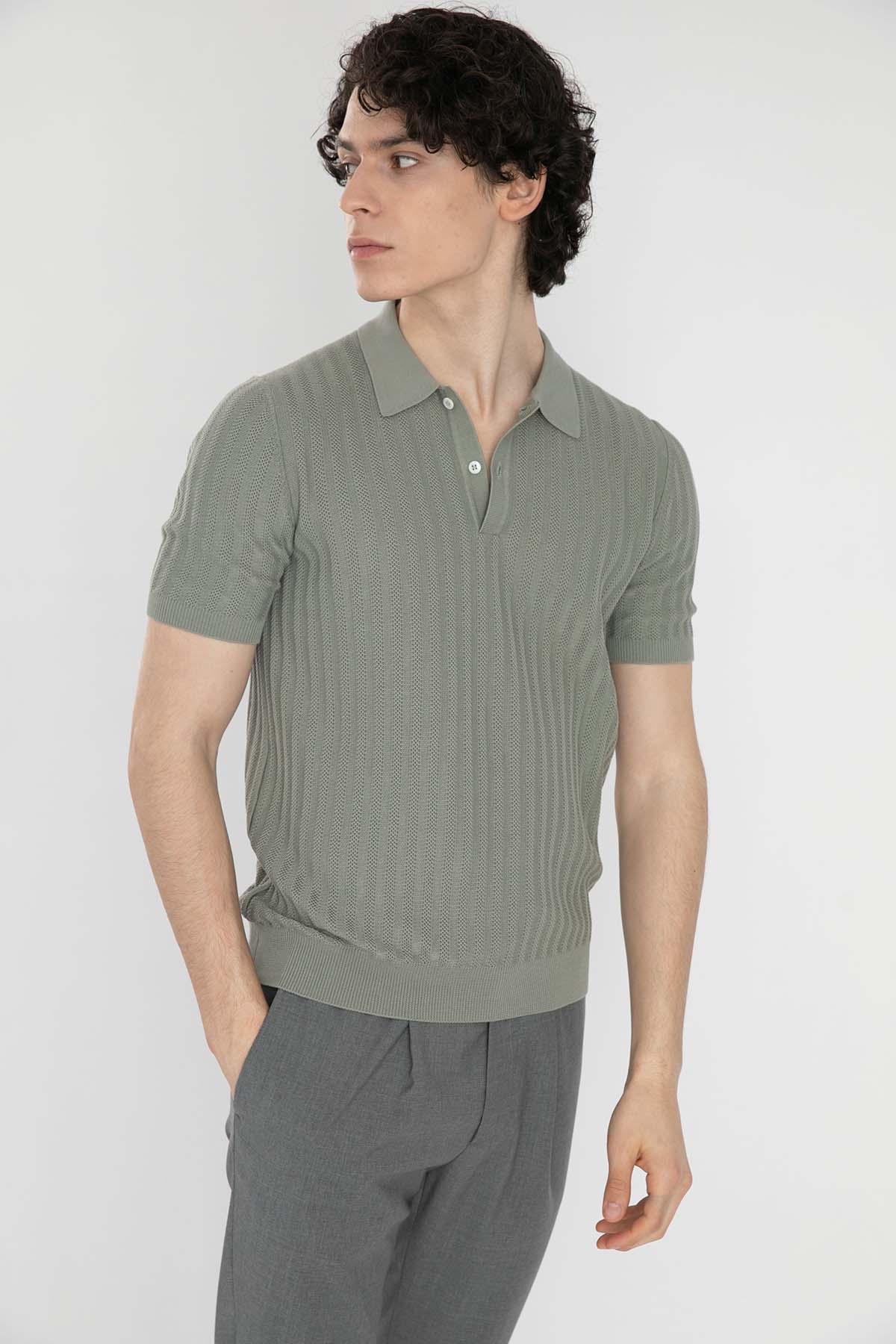 Gran Sasso Polo Yaka Örme T-Shirt-Libas Trendy Fashion Store