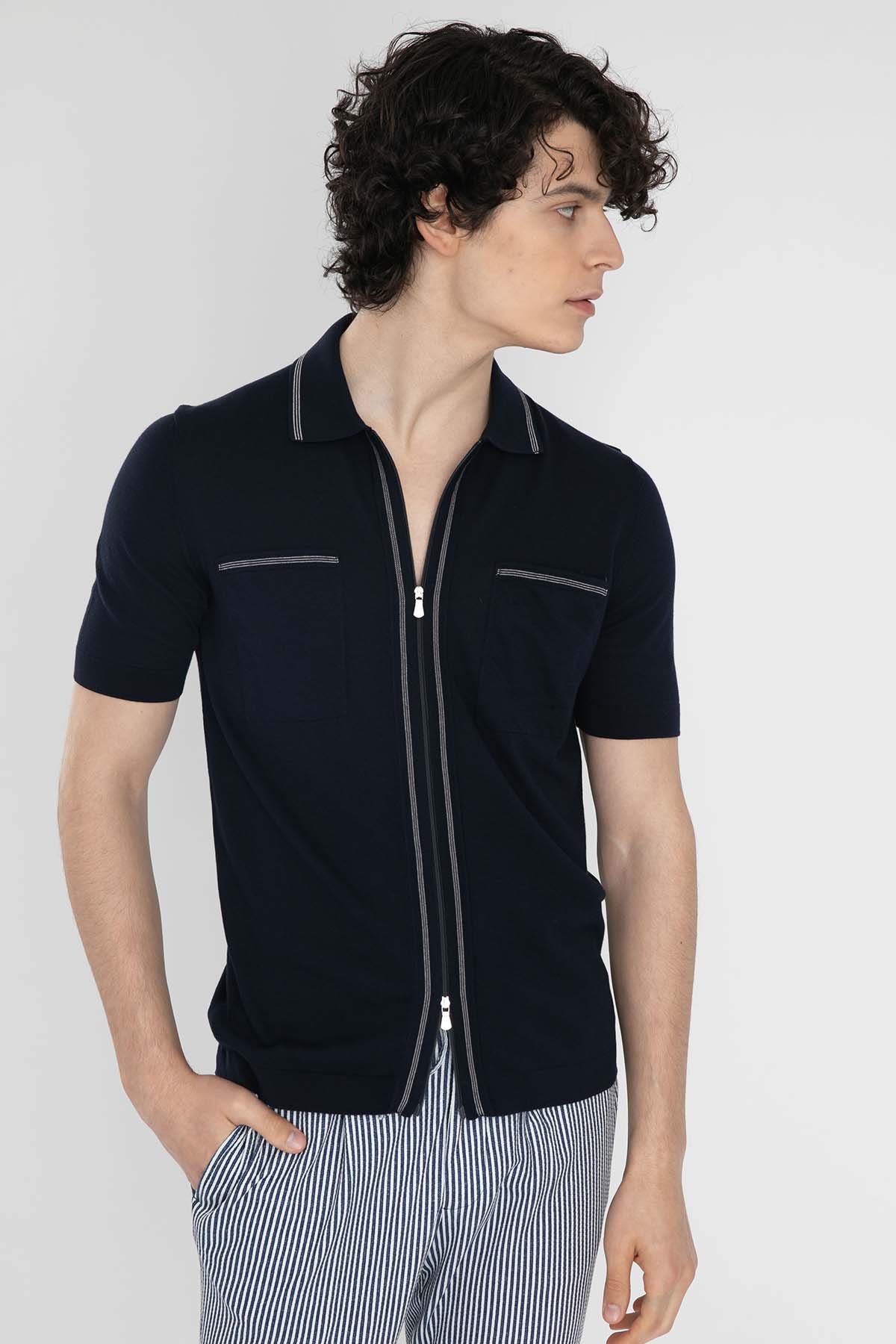 Gran Sasso Fermuarlı Triko Gömlek-Libas Trendy Fashion Store