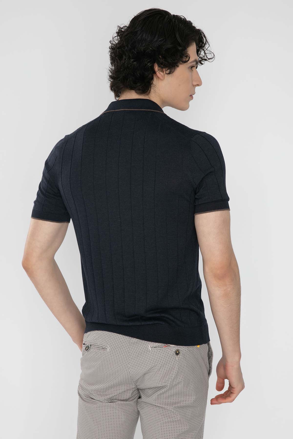 Gran Sasso Polo Yaka Örme İpek T-Shirt-Libas Trendy Fashion Store